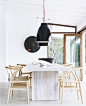 black pendants, white room. | Interiors | Pinterest