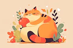 猫咪小橘猫插画素材