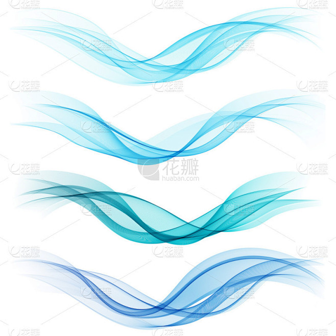 组的抽象的蓝色波浪。矢量图