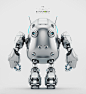 Huge silver cute robot