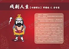 卡通京剧人物--鲁智深 【酷图网】卡通京剧人物,京剧脸谱,红色背景,底纹,戏剧,鲁智深,对襟僧衣,简介