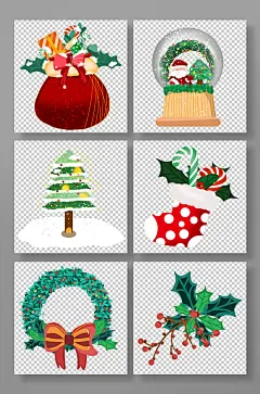 大气水晶球圣诞节组合元素插画