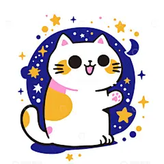 可爱的猫咪简笔涂鸦素材9高清模板免费下载-趣麦麦图