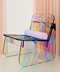 artur de menezes coats chair in iridescent sheen to create 'oil slick effect’