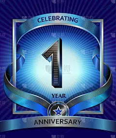 1周年设计模板为邀请，广告，横幅，矢量设计
