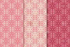 花卉无缝的装饰品。樱桃红垂直背景