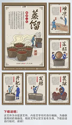 中国风酿酒文化酒馆白酒四联海报