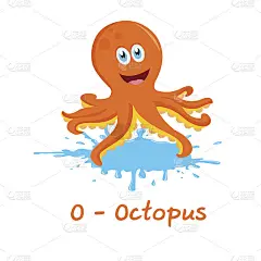 孩子们用的是孤立的动物字母，O代表章鱼