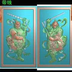 精雕图门神右人物砖雕图木雕石雕门神灰度图电脑￿265260442