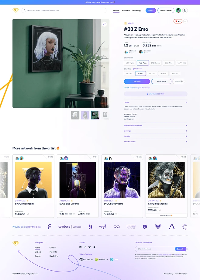 landing page nft nft marketplace ui design UI/UX user interface Web ...