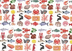 海鱼插画  - 源文件下载【酷图网】海鱼插画,海鱼,插画,好多海鱼,多种海鱼,矢量海鱼,龙虾,海马,三文鱼,螃蟹,乌贼,金枪鱼,电鳗,鱼肉