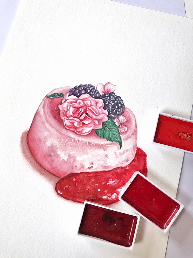 【小美食】水彩 手绘 绘画 插画 美食 ...