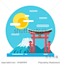 Torii shrine flat design landmark illustration vector