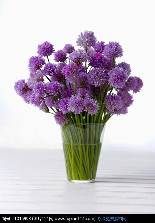 花瓶里的紫色花束图片