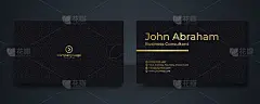 现代名片-创意和干净的名片模板。豪华名片设计模板。优雅的金色黑色背景与抽象的金色元素。矢量图