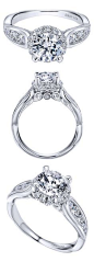 This Halo Engagement Ring is a Gabriel & Co favorite. Made in White Gold for the woman who fell in love with her best friend. | Pinterest