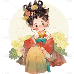 人物系列古风插画可爱美女人物