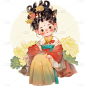 人物系列古风插画可爱美女人物