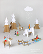 原创手工博文: DIY纸艺教程:使用瓦楞纸纸板手工制作可爱的冬季雪景教程