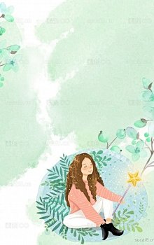 清新手绘萝莉感恩节海报背景