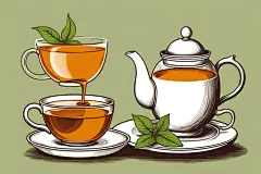 手绘文艺嫩绿芬芳茶香茶叶插画