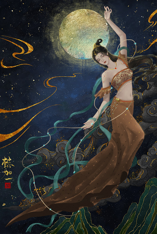 追月_懿加一__插画师作品_涂鸦王国gr...