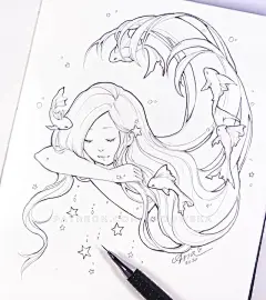 动漫少女黑白线稿素材，34张动漫人物线稿图，初学者临摹必备