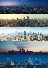 吉隆坡,都市风景,白天到夜晚,垂直画幅,办公室,天空,公园,夜晚,曙暮光,旅行者