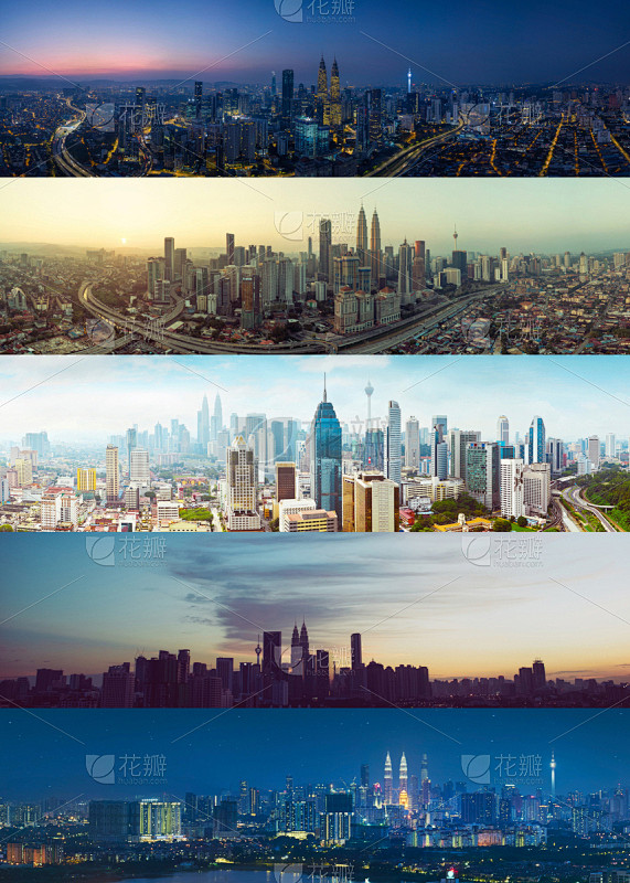 吉隆坡,都市风景,白天到夜晚,垂直画幅,办公室,天空,公园,夜晚,曙暮光,旅行者
