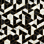 Black and White Marble Hexagonal Pattern Art Print by Santo Sagese