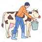 SVG-挤牛奶人物常规贴纸