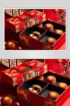 AI数字艺术中秋节送礼月饼礼盒图片
