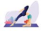 Poetic and contrasting yoga 2d character web illustration new year 2019 women rest digital art illustrator sports chill relax vector design healthly life center character design bright color yoga perdana meditation