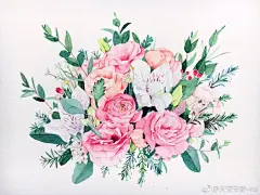 #水彩花卉##水彩##插画# 心若简单随意，自有清喜盈心～水彩花束 ​​​​