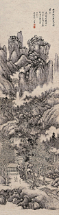 王翚——《仿王蒙夏山图》【仿黄鹤山樵夏山图笔意。丙子六月】人物山水 立轴欣赏 | 
清|王翚(1632-1717)字石谷，号耕烟散人、鸟目山人、剑门樵客等。被称为“清初画圣”。与王时敏、王鉴、王原祁并称“四王”，加上吴历、恽寿平合称“清初六家”或“四王吴恽”。擅山水人物花鸟草虫，笔法洒脱，用墨疏淡清逸。虞山派创始人。