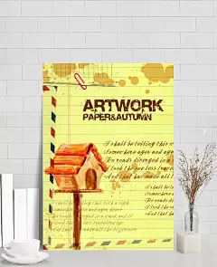 漂亮的秋天手绘风格插画|PSD分层素材,PSD素材,斑点,底纹,韩国风格,痕迹,回形针,简单,经典,可爱,秋天,设计素材,手写,水彩,小房子,信封,信件,邮件,底纹背景,花纹边框,矢量素材