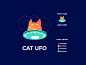 猫 ufo 着色标志概念向量 ux ui 排版标志插图图标设计品牌应用程序