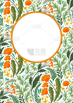 垂直卡与平坦的自然模式与草本和花的田野和复制空间上的白色。旗帜蒲公英，艾，茴香和毛茛。邀请与植物。