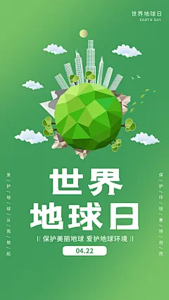 世界地球日节能减排绿色森林保护环境海报
