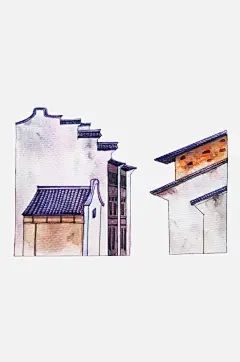 水墨古建筑古风江南名胜古迹城市屋檐素材