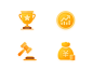 Flat illustrations gold coin wealth trading earnings up trophy icon ai illustration