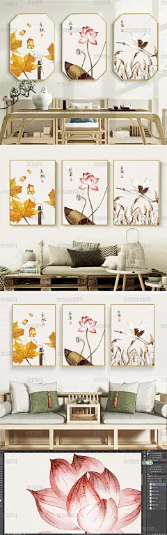 花纹图案-民俗手绘原创现代简约新中式节气5花纹图案家居数码图案