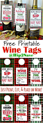 Free Printable Holiday Wine Tags (Easy Gift Idea). These will add to the festive mood in  your home this season! From @hip2save: 