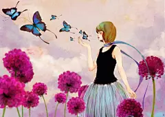 【白树插画】白树，江苏 南京的姑娘。新锐插画家，在《新蕾》、《小说绘》、《许愿草》等杂志都有发表插画。毕业于南京艺术学院 艺术设计专业。家有一只小猫 两只米女。画风因温暖、清新、自然、以及有淡淡的忧伤，而深受大家喜爱。作者作品入围第6届OACC金龙奖 插画作品《呼吸》在第7届金龙奖获得最佳插画提名 插画作品《裘蝶》 　　2011出版个人画集《翼》
相册创建：2013年1月6日