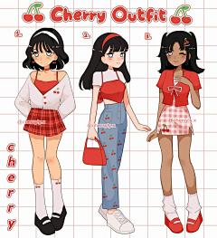 Q青梨采集到cherryly少女Q版