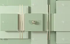 简单的几何形状，平铺场景3d渲染抽象的业务背景。柔和的颜色