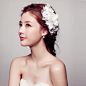 花开倾饰 雪莲花。韩式手工蕾丝花朵珍珠头饰 新娘边夹发饰头花