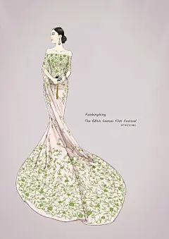 【笔尖时尚】手绘礼服 手绘插画 素材 时装 南国有佳人 遗世而独立 范冰冰 戛纳电影节红毯。 #性感# #蕾丝控#  by：不是铅笔和橡皮 经年欢喜终成茧 范冰冰 成都上锦婚纱定制
