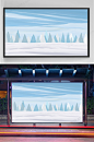 极品手绘冰天雪地树林插画设计