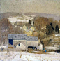 丹尼尔·加伯Daniel Garber（1880-1958）“也许我与一般山水画家的工作有所不同的原因是我在整体中有大量细节。毕竟，画画是将所有东西都纳入其中，而又像管弦乐队只取其整而使一切产生一种和谐的感觉。”
丹尼尔·加伯美国印象派画家的领军人物。丹尼尔·加伯的绘画风格以柔和的阳光和颜色鲜艳的特点著称。他对风景、近处日常场景都有诗意的描述，对象主要是他的妻子和孩子，作品中使用各种各样的鲜艳色彩来有效地创造逼真的深度和光线，仿佛一切都罩在大气的玻璃球内一样精致美丽。